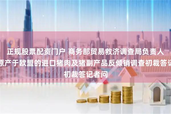 正规股票配资门户 商务部贸易救济调查局负责人就对原产于欧盟的进口猪肉及猪副产品反倾销调查初裁答记者问